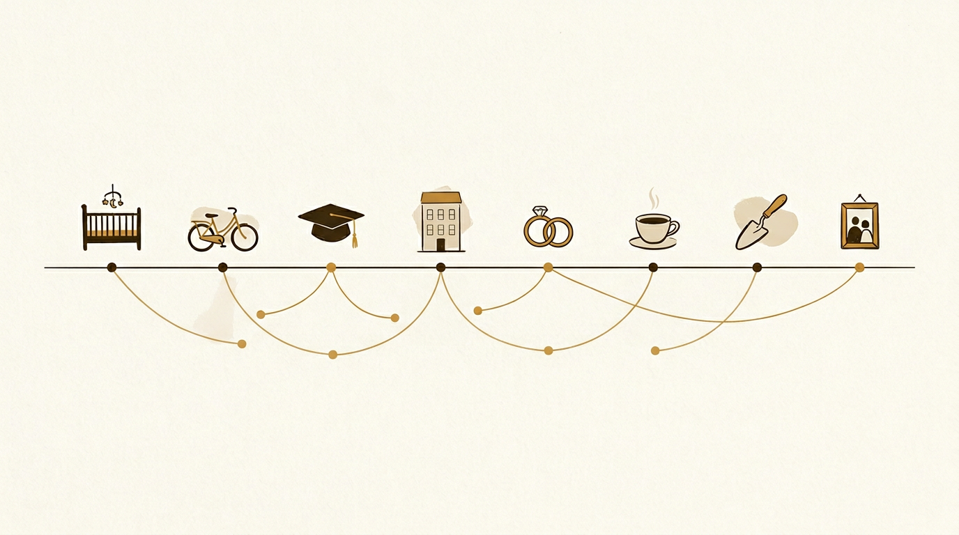 An illustrated timeline of a life