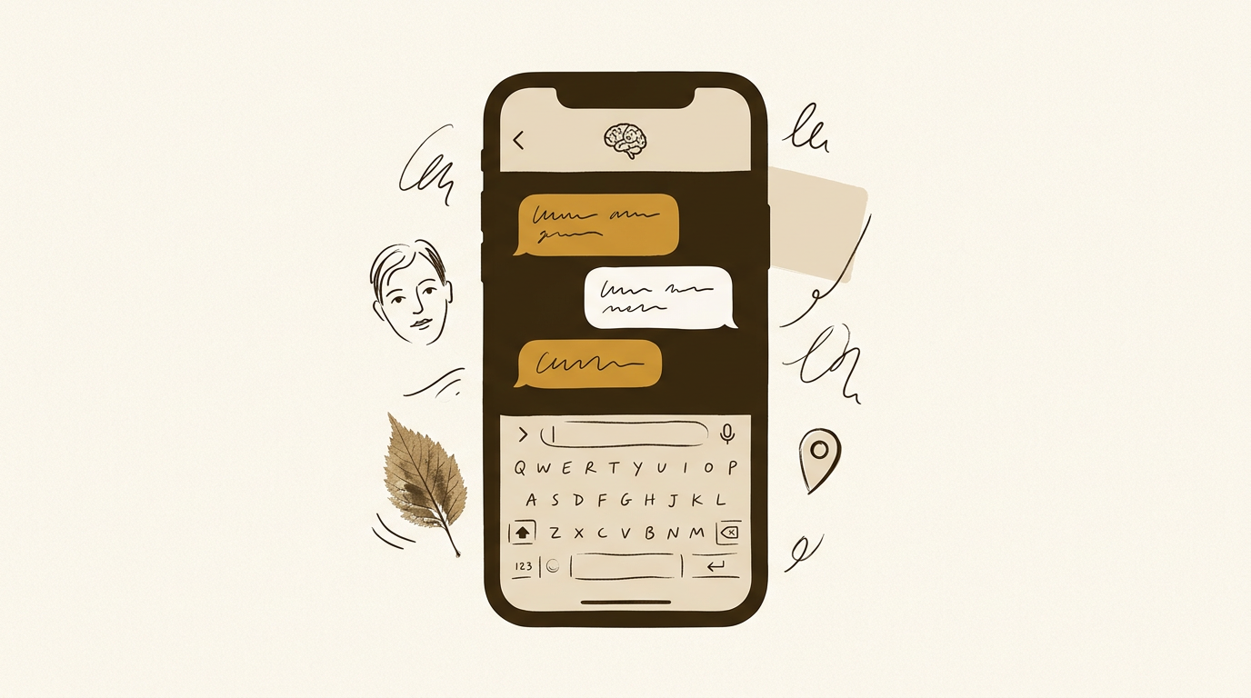 An illustration of the Mnevra chat on a phone